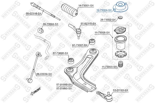 опора амортизатора переднего!\ Daewoo Nubira 97> 12-73004-SX STELLOX
