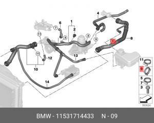 зажим шланга радиатора!\ BMW E87/E30/E46/E90-E93/E28/E34/E60/E61/E63/E64/E32/E84 11 53 1 714 433 BMW