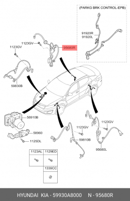 Датчик АБС KIA Optima (16-) колеса заднего правого OE 59930A8000 HYUNDAI KIA
