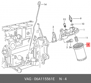 Фильтр масляный VW AUDI SEAT SKODA (90-09) OE 06A 115 561 E VAG