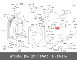 Патрубок верх. бочка радиатора угловой AERO 2541187000 HYUNDAI KIA
