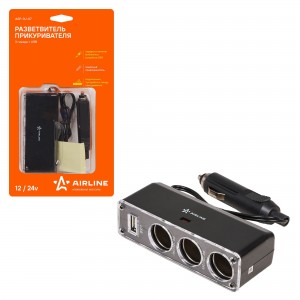 Прикуриватель-разветвитель на 3 гнезда + USB ASP-3U-07 ASP-3U-07 AIRLINE