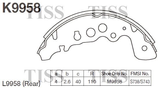 Колодки тормозные барабанные Suzuki Grand Vitara 1.6i-2.7i,2.0TD,HDi 98- K9958 K9958 MK KASHIYAMA