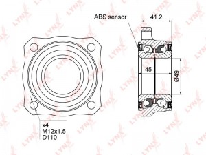 Ступица BMW X3 (F25) задняя с подшипником LYNX WB-1478 LYNXAUTO