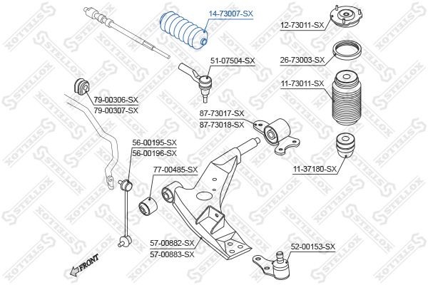 пыльник рейки рулевой!\ Chevrolet Epica 2.0/2.5 06> 14-73007-SX STELLOX