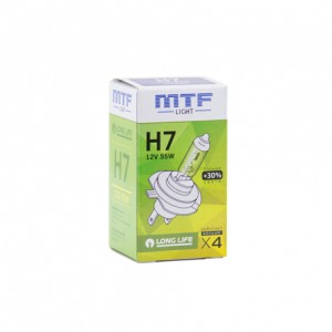 Лампа галогенная H7 12V 55W "MTF" Long Life x4 HS1207 MTF