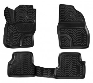 Ковры для Ford Focus II (05-11), 4 шт., выс. борт, 3D с подпятником, ТЭП, черн.  ACM-PS-28 AIRLINE