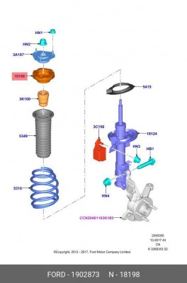 Подшипник опоры FORD Fiesta (08-) амортизатора переднего OE 1 902 873 FORD