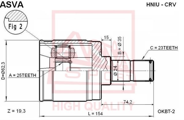 ШРУС ВНУТРЕННИЙ ЗАДНИЙ 25x35x23 (HONDA : CR-V 1996-2002 RD1/ [12] HNIUCRV HNIU-CRV ASVA