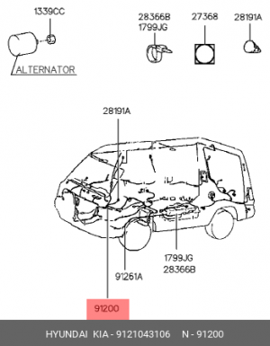 Проводка HYUNDAI KIA жгут проводов OE 9121043106 HYUNDAI KIA