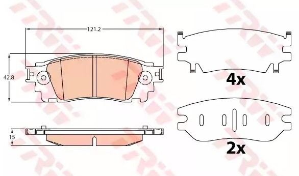 Колодки задние LEXUS NX200, NX300 7/14- GDB4459 GDB4459 TRW