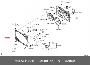 Радиатор MITSUBISHI Outlander (12-) охлаждения двигателя OE 1350B075 MITSUBISHI