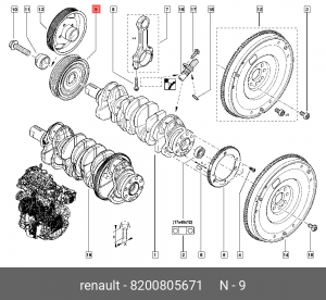 Шкив RENAULT Master 3 (10-) коленвала OE 8200805671 RENAULT