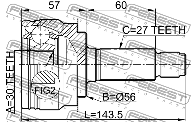 ШРУС внешний SUBARU TRIBECA W10 2006.03-2014.01 0810-B9 0810-B9 FEBEST