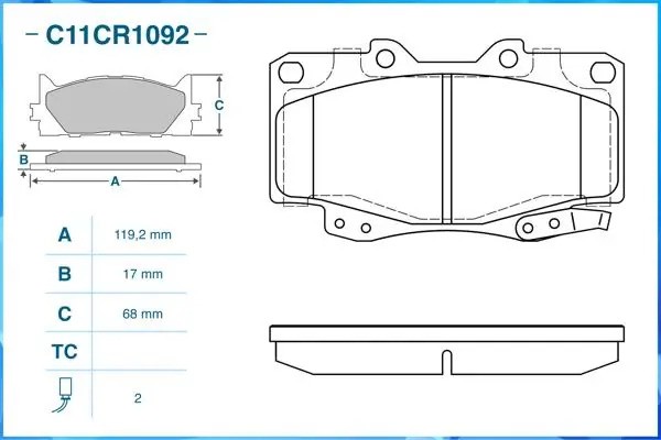 Тормозные колодки передние Low Metallic C11CR1092 C11CR1092 CWORKS