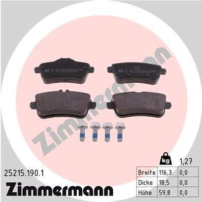колодки дисковые !задн. 116x50x18 \ MB W166 ML250/GL350 2.5CDI/3.5CDI 11> 252151901 ZIMMERMANN