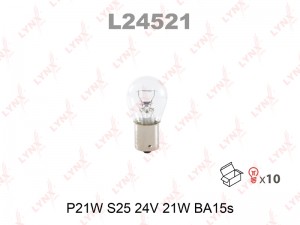 ЛАМПА/P21W/ 24V/ 21W L24521 LYNXAUTO