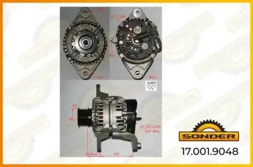Генератор Premium 24V, 80A со шкивом о.н VOLVO 0124555036 / MAHLE - MG 816 — 2 г 170019048 SONDER