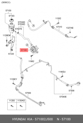 Насос гидроусилителя KIA Mohave (11-) (3.0 TCI) OE 571002J500 HYUNDAI KIA