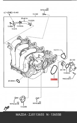 Прокладка MAZDA 3 (BK) (03-08) (1.6) заслонки дроссельной OE ZJ0113655 MAZDA