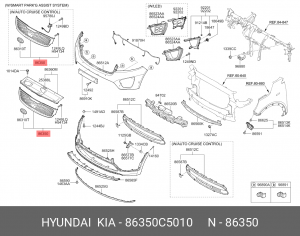 Облицовка радиатора KIA Sorento (15-) (CR COAT'G) OE 86350C5010 HYUNDAI KIA