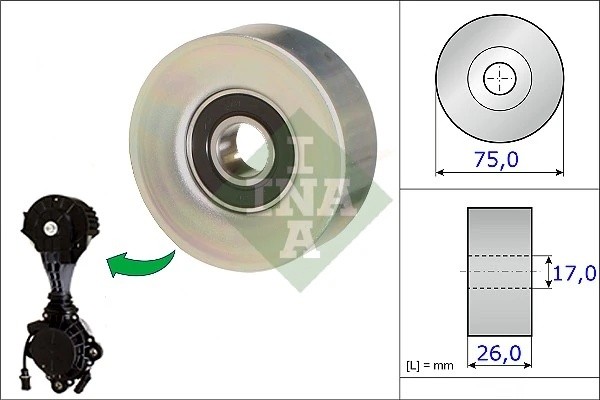 Ролик обводной CITROEN C4 I-II, PEUGEOT 307, 308 532067610 532 0676 10 INA
