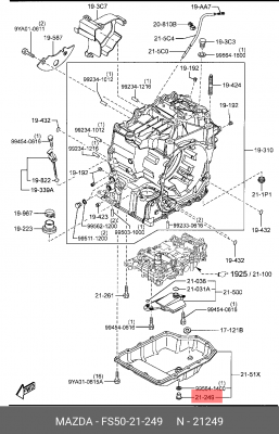 Пробка сливная MAZDA CX-5 (11-) картера масляного OE FS50-21-249 MAZDA