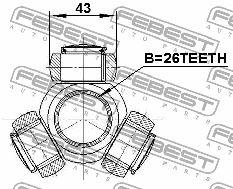 трипоид 26x43 \FORD TOURNEO CONNECT 1.8 16V 02>13, TDCi /TDDi /DI, 1. 2116-TC718TD FEBEST