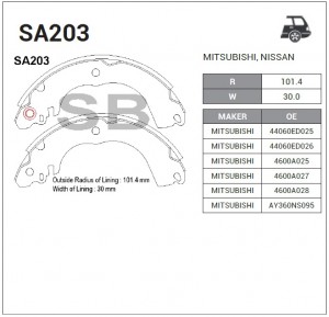 Колодки барабанные NISSAN TIIDA 07- SA203 SA203 SANGSIN