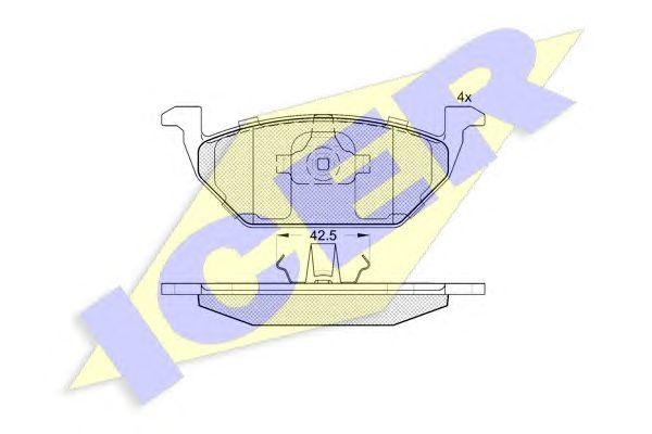 181184 колодки дисковые передние !\ Audi A3 1.6-1.9TD 96-03, Skoda Octavia 1.4/1 181184 ICER