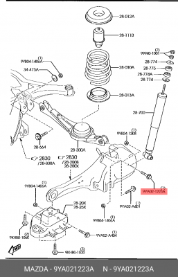 Болт MAZDA 3 OE 9YA0-21-223A MAZDA