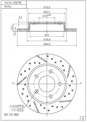 Диск тормозной MAZDA 3 (02-) задний (1шт.) NIBK RN1369DSET NIBK