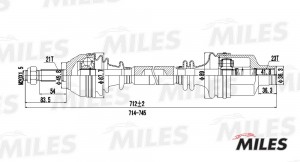 Привод в сборе правый RENAULT CLIO II/KANGOO I 1.2-1.6 97- (GKN 303229) GC02106 GC02106 MILES