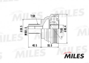 ШРУС наружный AUDI A3/VW G5/PASSAT/TOURAN/CADDY/SKODA OCTAVIA 1.4-2.0 03- (GKN 3 GA20025 MILES