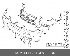 Кронштейн фары П Е83 51113414310 51 11 3 414 310 BMW