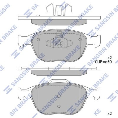 Колодки тормозные дисковые Ford Focus ST 1702.0i 16V/RS/Transit/Tourneo Connect  SP1623 SANGSIN