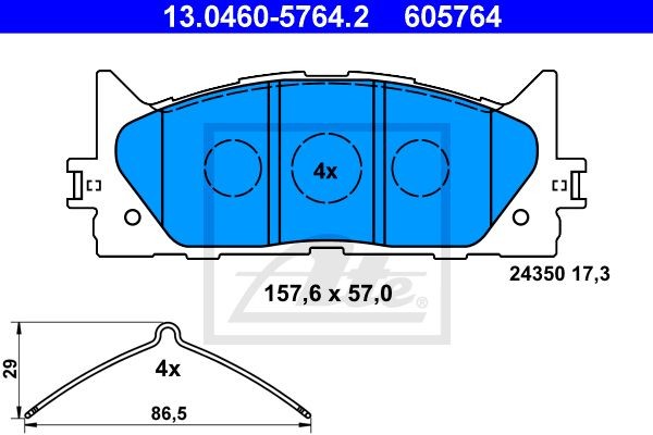13.0460-5764.2 GDB3429=D2270-01 [0446533450] !колодки дисковые п.\ Toyota Camry  13.0460-5764.2 ATE