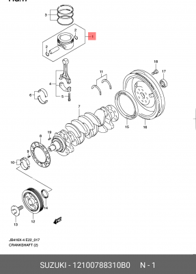 Поршень 12100-788310B0 12100788310B0 SUZUKI