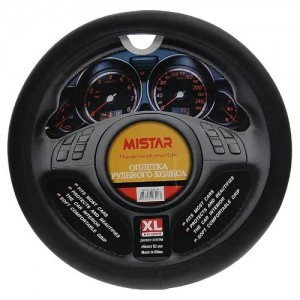 Оплетка руля (XL) 41-43см черная кожаная MISTAR MISLT34BBKXL MISTAR