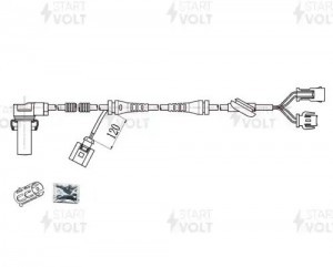 Датчик ABS для а/м Audi A6 (97-)(с 01.1999) перед. лев./прав. с 2 разъемами (VS- VSABS2302 START VOLT