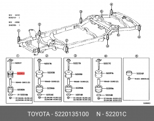 подушка рамы!\ Toyota Land Cruiser Prado 4.0i/2.8D/3.0D 09> 52201-35100 TOYOTA