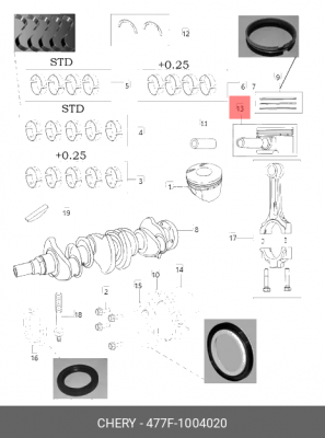 Поршень ДВС 477F1004020 CHERY
