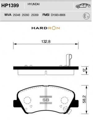 Колодки тормозные HYUNDAI Solaris (11-) KIA Rio (11-) передние (4шт.) HARDRON SA HP1399 SANGSIN