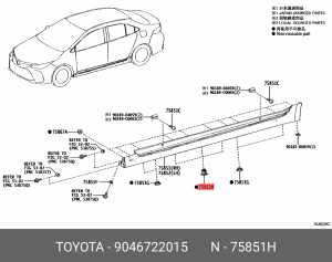 клипса! крепления порога\ Toyota Camry 90467-22015 TOYOTA