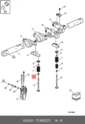 колпачок маслосъемный !8x12/15.4x9.5 Volvo D12A/C/D/MB AXOR/ACTROS 21990221 VOLVO