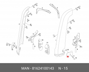 Накладка петли двери 81624100143 MAN