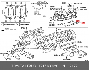 Прокладка выпускного коллектора 17171-38020 17171-38020 TOYOTA