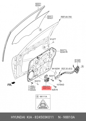 Мотор-редуктор стеклоподъемника HYUNDAI Sonata NF (04-) переднего левого OE 824503K011 HYUNDAI KIA