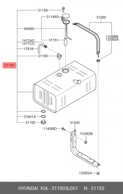 ТОПЛИВНЫЙ БАК (HYUNDAI) 311005L001 HYUNDAI