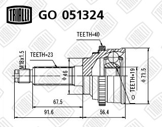 ШРУС наружный Daewoo Matiz 98-/Chevrolet Matiz 05- 0.8/1.0 ABS GO051324 GO 051324 TRIALLI